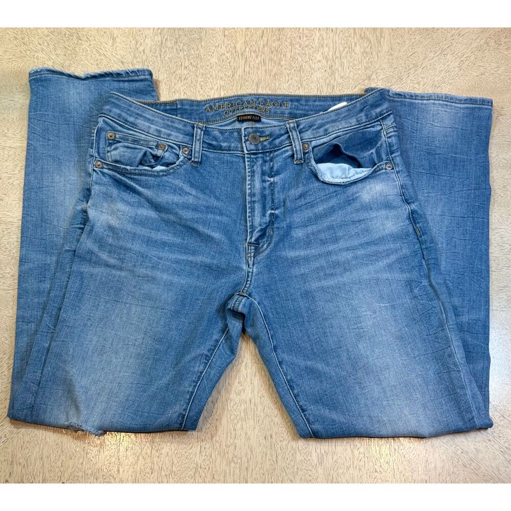 American Eagle Men’s 33x30 Extreme Flex Slim Straight Jeans Distressed